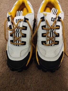 Caterpillar White and Yellow Work Sneakers
